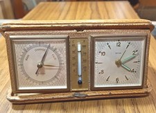 Vintage ESTYMA Travel Clock / Alarm / Thermometer / Barometer Working Timepiece 