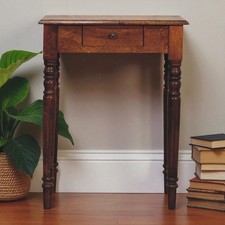 Chestnut Turned Leg Writing Desk Vintage Luxury Solid Wood Furniture