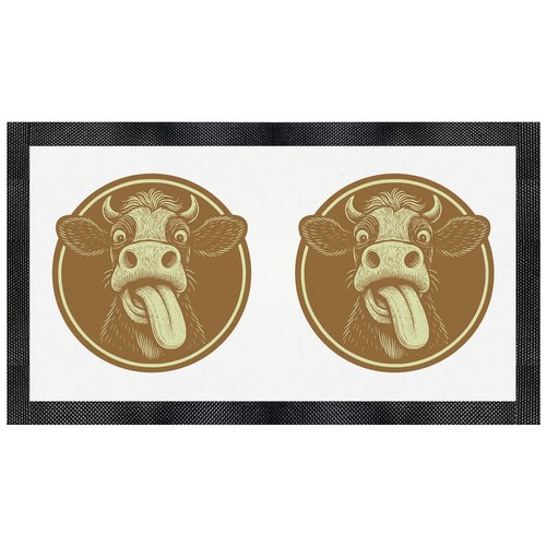 Rude cow pet feeding mat - 'rude, cow'