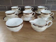 Wedgwood Cornucopia 6 tea cups saucers milk cream jug sugar bowl Excellent.