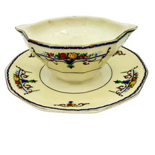 Myott, Son & Co England Crown Mark Art Deco Cream Soup Bowl & Saucer Set