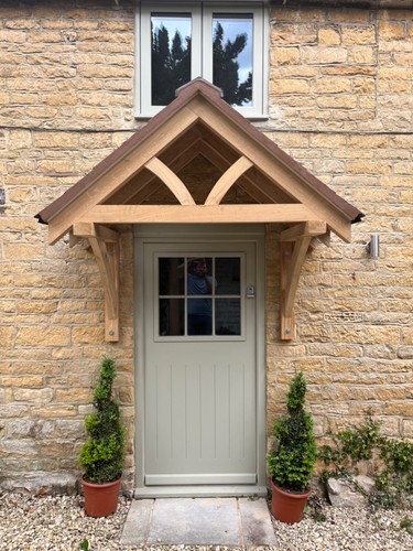 Oak porch canopy - hand, crafted