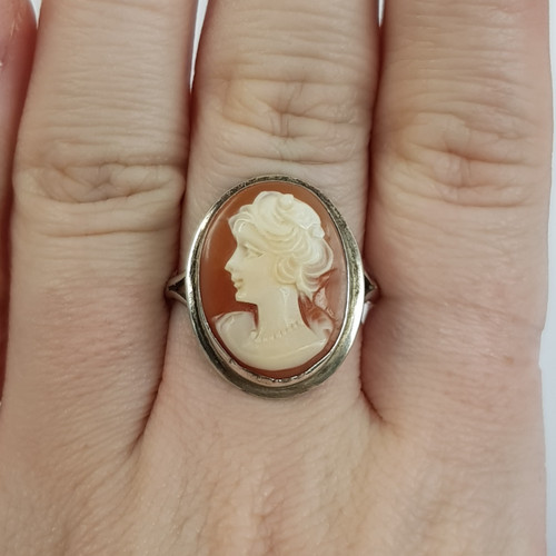 Vintage silver carved shell - vintage,