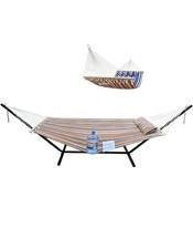 GOCAN Quilted Fabric Double Hammock Won't Flip with Stand and Spreader Bar