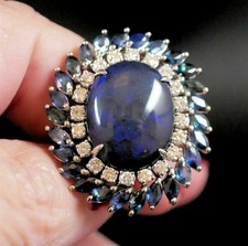 14k Gold Natural Black Opal