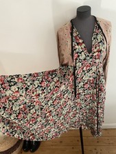 VINTAGE 1970s DRESS FLORAL CIRCULAR SKIRT STUNNING SIZE 12 MEDIUM BIBA STYLE
