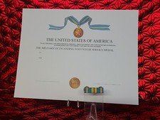 Military Outstanding Volunteer Service Medal Certificate & Ribbon MOVSM