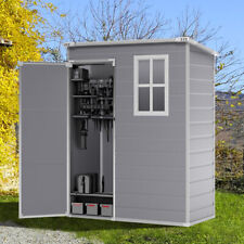 Plastic Garden Shed 5x3FT Outdoor Lockable Tools Storage House Cabinet w/ Window