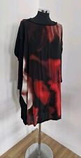 Lauren Vidal smock dress size S 8/10/12/14 red black long sleeve draped 