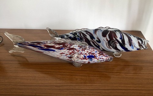 Murano coloured glass fish - 2x,