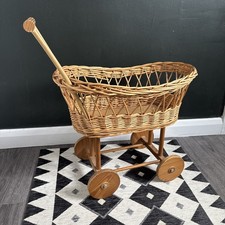 Children’s Wicker Rattan Cane Toy Pram Stroller Baby Doll
