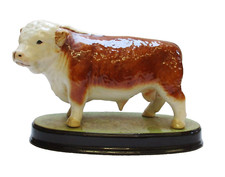 Hereford Bull on Beswick Ceramic Plinth - Made in England