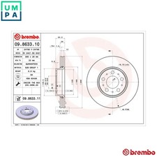 2x BRAKE DISC 09.8633.11 FOR
