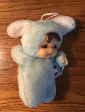 Vintage 1978 Russ Thumb Sucking Doll Bunny Luv Plush Stuffed BeanBag Blue 5.5”