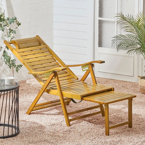 Bamboo foldable sun lounger - foldable,