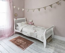Single Bed in White with Sleigh design, Astrid Bed Frame