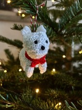 Knitted Westie West Highland Terrier Dog Christmas Bauble Tree Decoration Cute