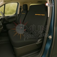 Premium Heavy-Duty Orange-Black Seat Covers for Mercedes Sprinter 2001–2006