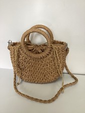 Straw Rattan Half-Moon Handbag
