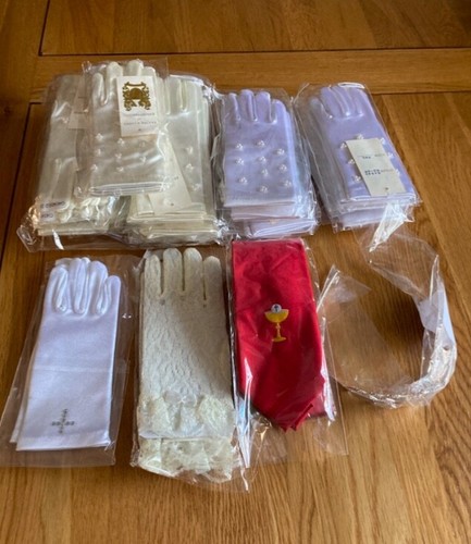 Girls satin gloves - , with