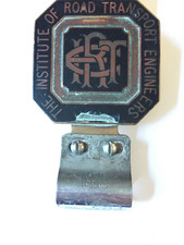 VINTAGE INSTITUTE OF ROAD TRANSPORT ENGINEERS CAR BADGE and DESMO BADGEBAR CLIP