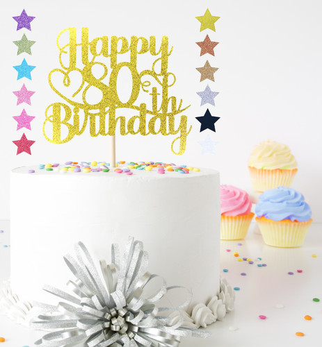Glitter happy birthday cake - glitter,
