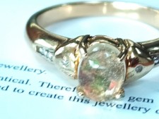Gems TV  14K  Gold   .5 CT Jelly Opal  & Diamond Ring 3.8 Grams Size N
