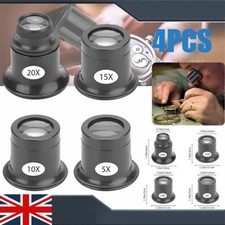 Jewellers Lens 4PCS NEW Watchmaker Eye Loupe Magnifying Glass x5 x10 x15 x20