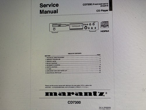 Marantz cd5400 service manual - marantz,
