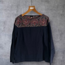 Joules Navy Damask New Harbour Long Sleeve Breton Top Size 18