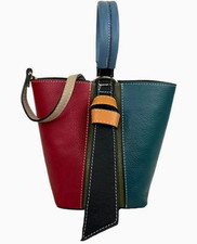 Chenson Gorett Multi Colour Genuine Leather Tote Bucket Italian Handbag & Large