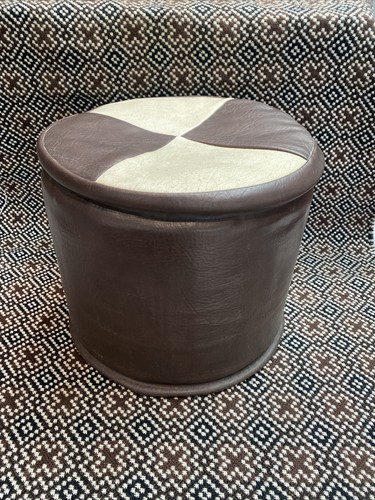 Retro leatherette footstool - leatherette,