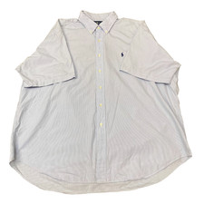 Ralph Lauren Shirt Mens XXL Blue Striped Blake Short Sleeve Pony Button Down