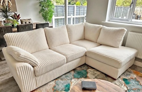 Cream jumbo cord fabric corner - jumbo,