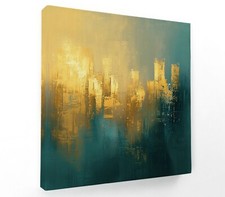 BLUE AND GOLD ABSTRACT- SQUARE