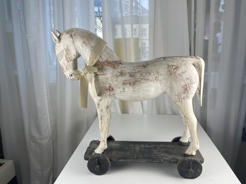 Antique wooden horse wheels - antique,