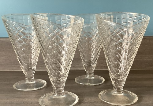 Clear glass sundae dessert - 4x,