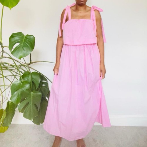 Zara pink poplin midi - pink, dress