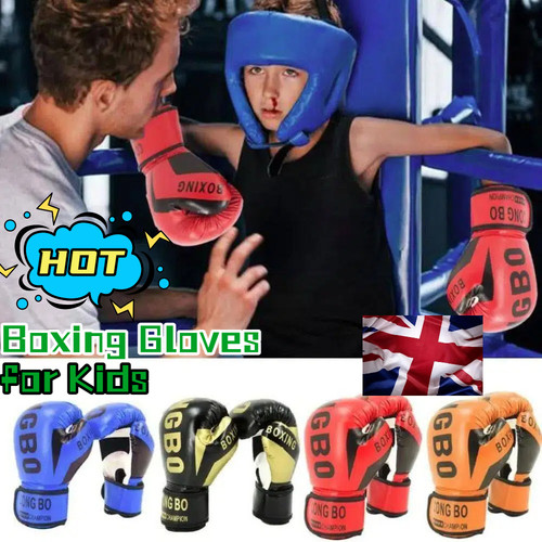 Leather junior boxing gloves - leather,
