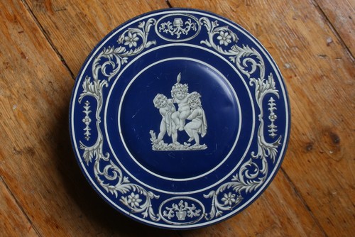 Vintage blue white - blue, +