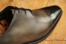 Berluti Grey Black Burnished Leather Oxford Shoes Men's UK 9.5 RRP: £1,500