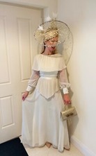 vintage 1970 bridal gown size 8 cream flowing balloon sleeve authentic bohemian 