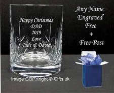 Personalised Engraved Crystal Whisky Spirit Glass Tumbler Birthday Wedding Xmas