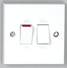 20A Dual Immersion Double Water Heater Changeover Wall Switch Marked SINK BATH 