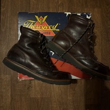 VTG Thorogood USA Moc Toe Work Boots Brown Leather – UK 8 (GNGV Clearance Find)