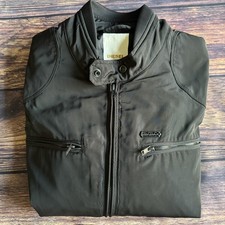 Mens Diesel Black Nylon Biker Style Bomber Jacket Size ~ L ~
