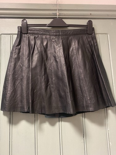 Ladies black leather skirt - black,