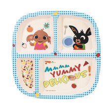 Bing 4 Section Divided Kids Children's Toddlers Wooden Colourful Dinner Plate