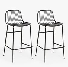 Kitchen Breakfast Bar Stool Set of 2 - Black Metal