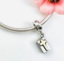 Sterling Silver 925 Charm Holy Bible Cross Pendant Dangle Family Friend Wife Mum